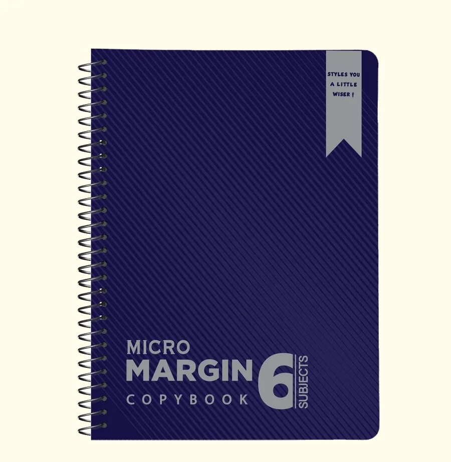 SOBHY Micro Margin Spiral A5 Notebook – 240 Sheets – 6 Subjects