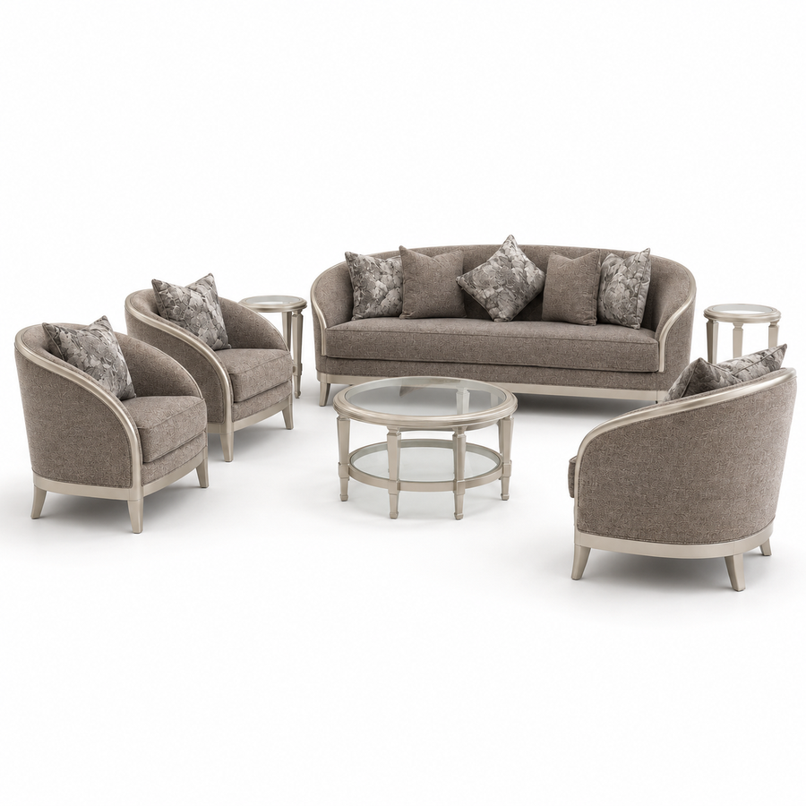 صالون كلاسيك خشب زان  4 قطع - رصاصي