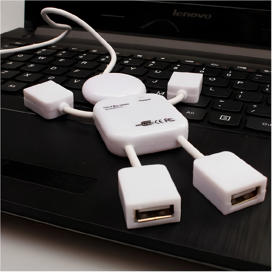 Mini USB Hub 4 Ports USB 2.0, Ultra Compact USB Splitter Adapter, Plug and Play Data Hub