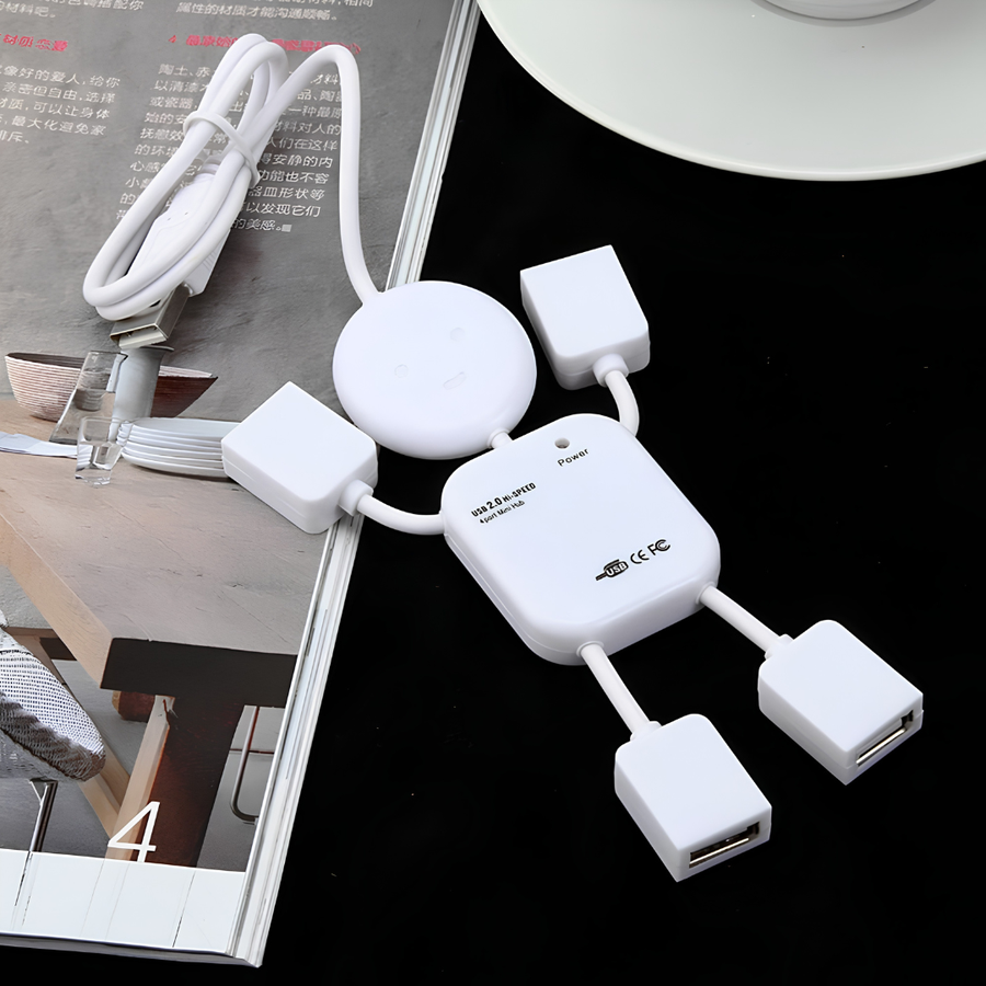 Mini USB Hub 4 Ports USB 2.0, Ultra Compact USB Splitter Adapter, Plug and Play Data Hub