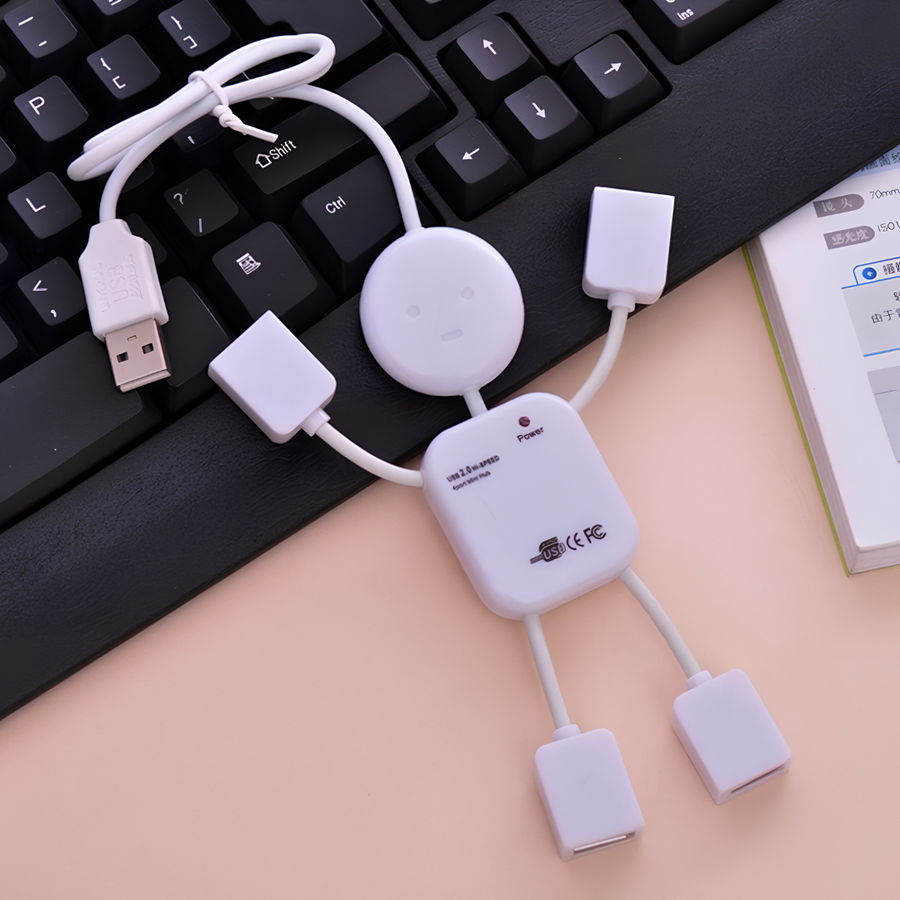 Mini USB Hub 4 Ports USB 2.0, Ultra Compact USB Splitter Adapter, Plug and Play Data Hub