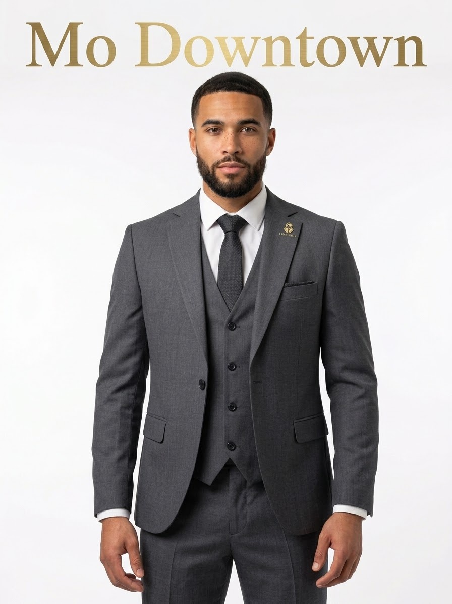 بدلة رجالي رمادي – قماش ناعم، زرار واحد Regular Fit
