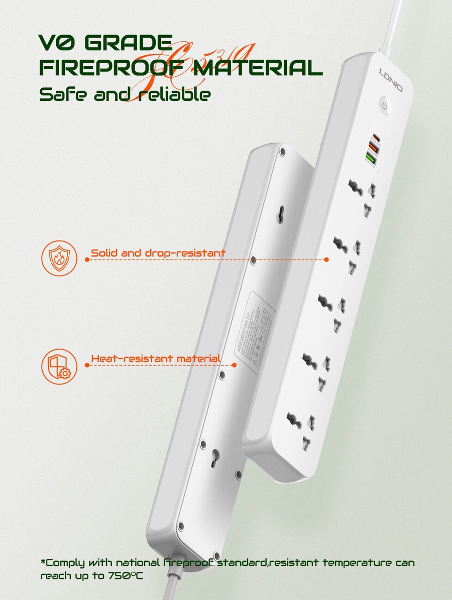 لادنيو باور سوكيت  2500وات 2متر- Ldnio Power Socket (2500W) (2M) SC-5319 