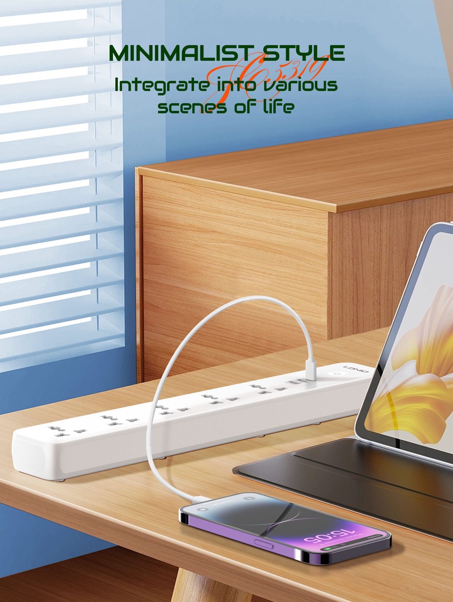 لادنيو باور سوكيت  2500وات 2متر- Ldnio Power Socket (2500W) (2M) SC-5319 