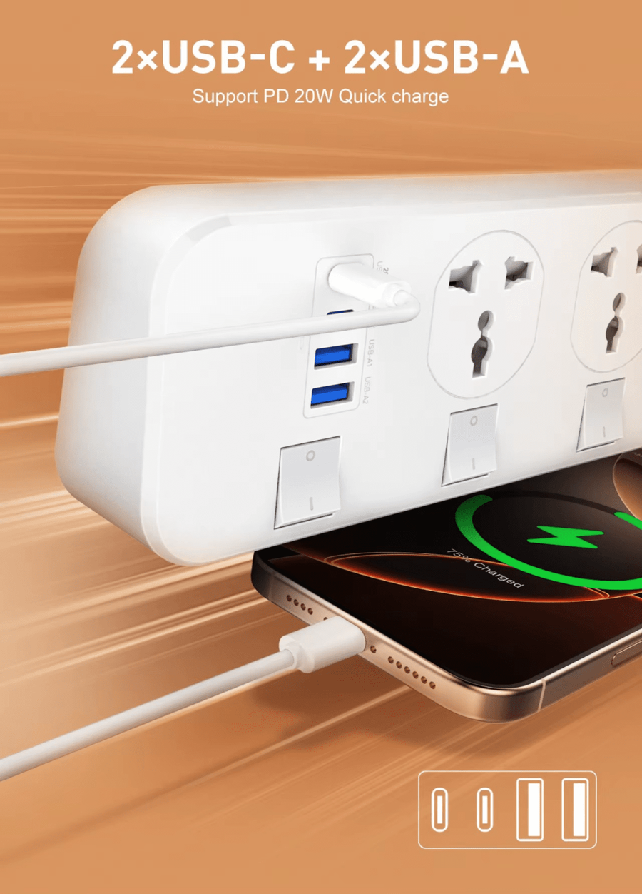  لادنيو باور سوكيت 2500وات -2متر -LDNIO Power Socket(2500W) (2000mm) Model:SC4408C
