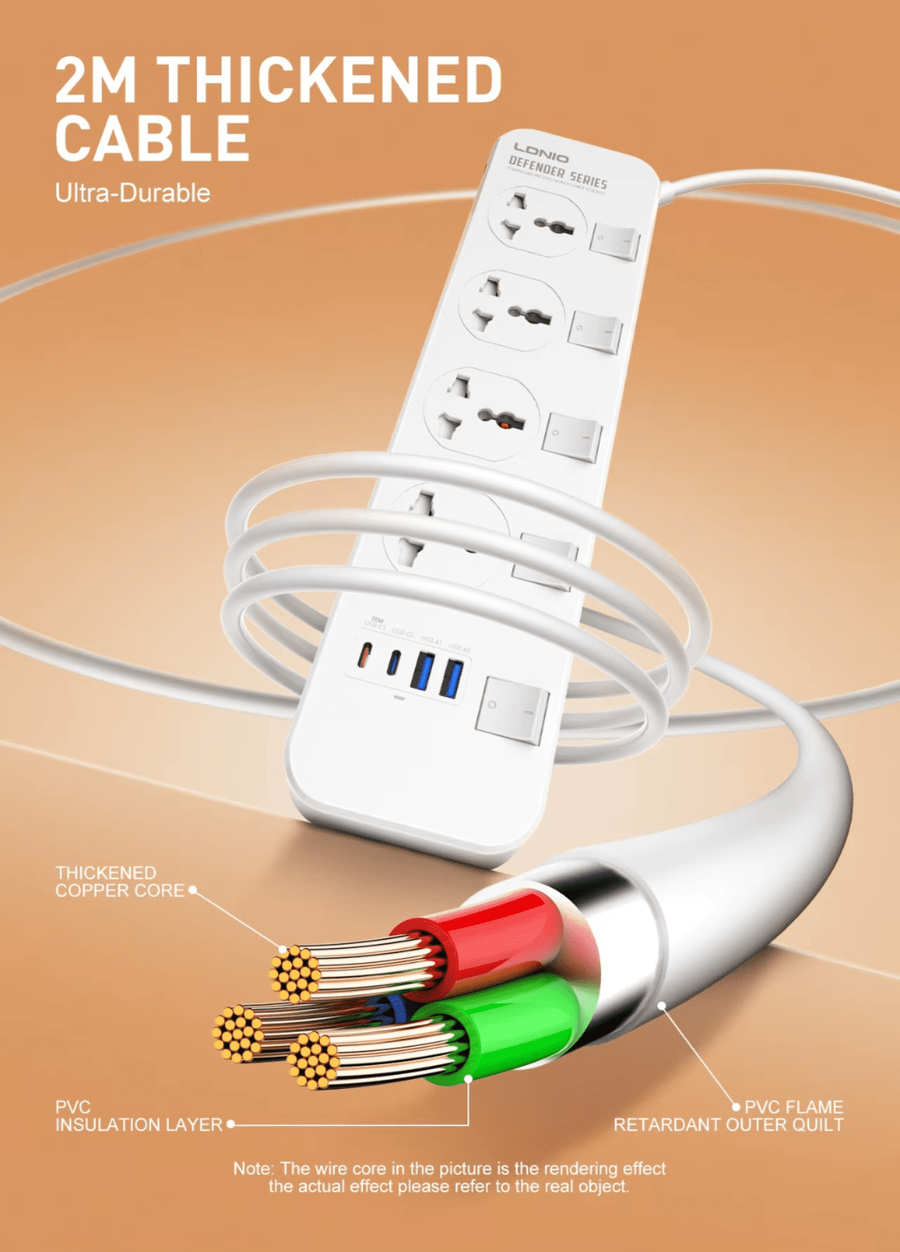  لادنيو باور سوكيت 2500وات -2متر -LDNIO Power Socket(2500W) (2000mm) Model:SC4408C