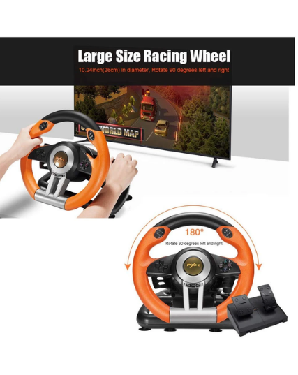 PXN V3 Pro Racing Steering Wheel with Pedals – 180° Gaming Wheel for PS4, Xbox, PC & Switch