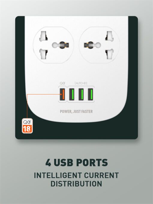لادنيو باور سوكيت 2500وات -2متر - LDNIO Power Socket(2500W) (2000mm) Model:SC4407C