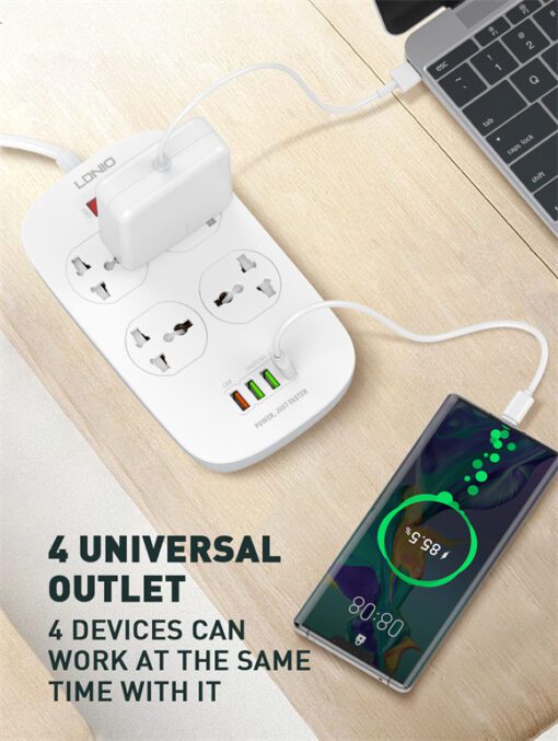 لادنيو باور سوكيت 2500وات -2متر - LDNIO Power Socket(2500W) (2000mm) Model:SC4407C