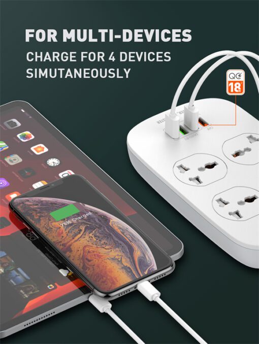 لادنيو باور سوكيت 2500وات -2متر - LDNIO Power Socket(2500W) (2000mm) Model:SC4407C