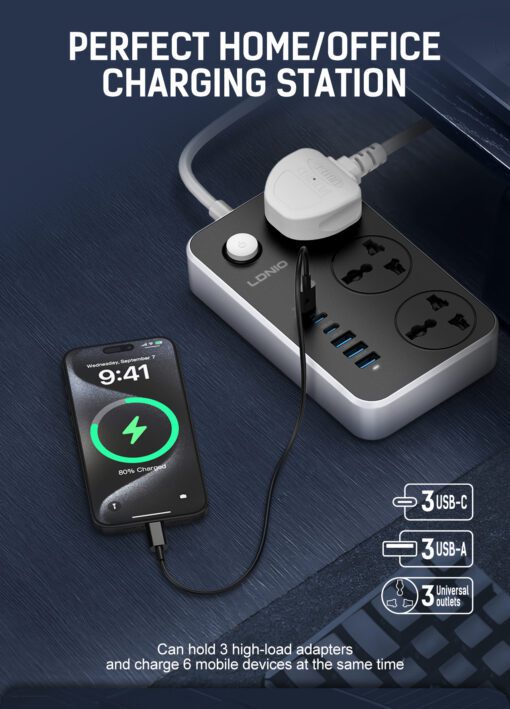 لادنيو باور سوكيت 2500وات -2متر - LDNIO Power Socket(2500W) (2000mm) Model:SC3604C