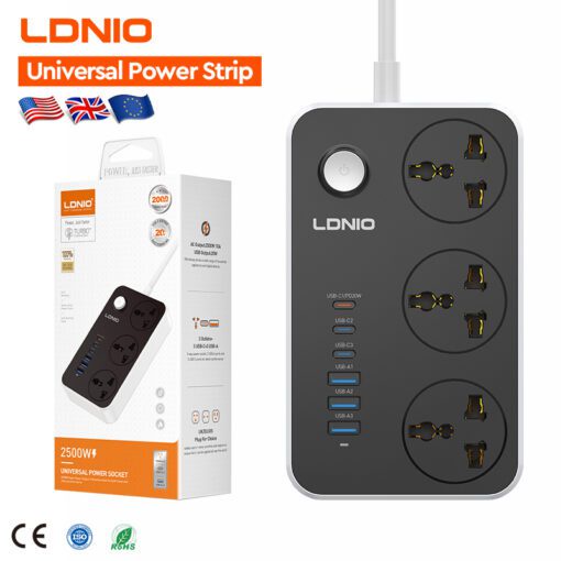 لادنيو باور سوكيت 2500وات -2متر - LDNIO Power Socket(2500W) (2000mm) Model:SC3604C