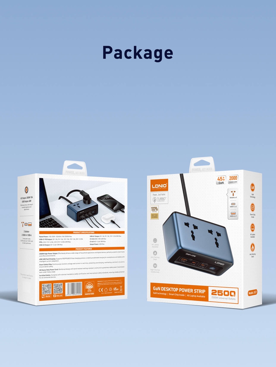 لادنيو باور سوكيت 2500وات -2متر - LDNIO Power Socket(2500W) (2000mm) Model:SC1