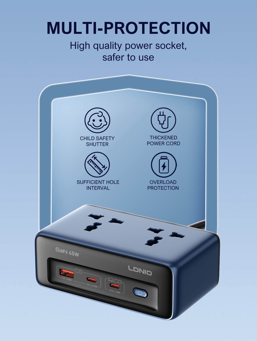 لادنيو باور سوكيت 2500وات -2متر - LDNIO Power Socket(2500W) (2000mm) Model:SC1