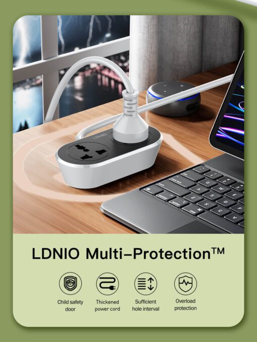 لادنيو باور سوكيت 2500وات-10متر - LDNIO Power Socket (2500W) (10 M) Model:SC2018-10M