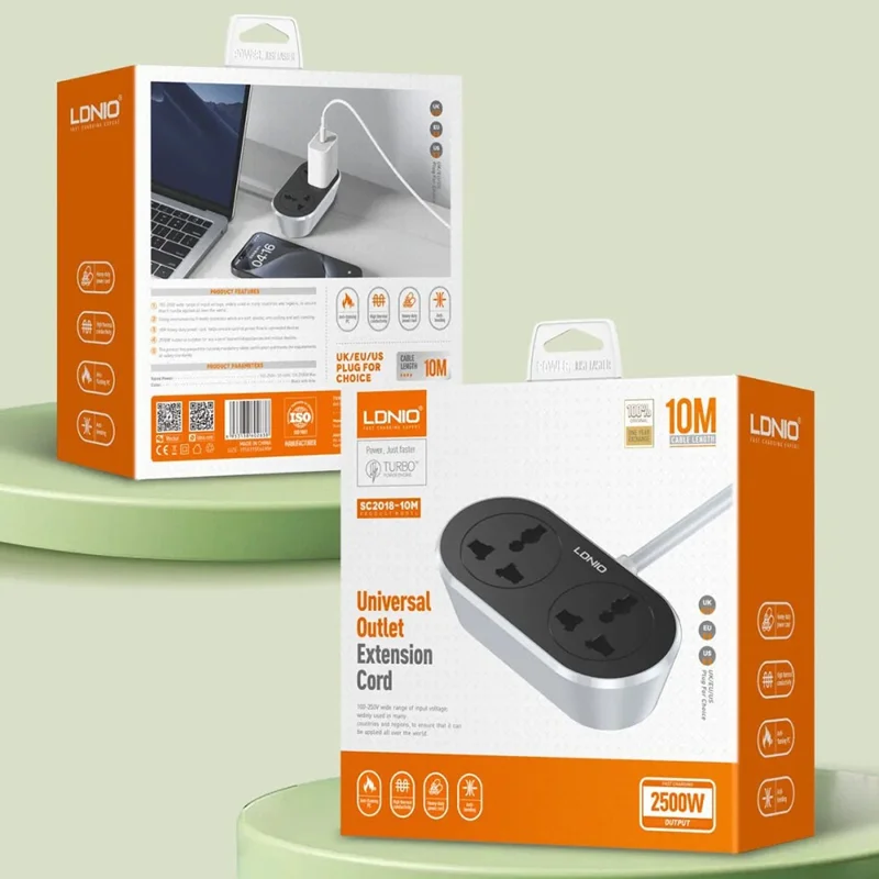 لادنيو باور سوكيت 2500وات-10متر - LDNIO Power Socket (2500W) (10 M) Model:SC2018-10M