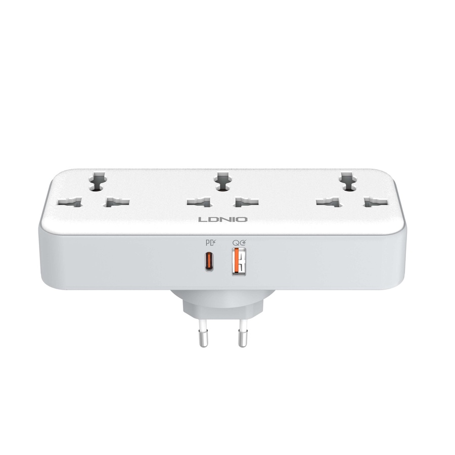لادنيو  باور سوكيت 3 أوت ليت + 2 مخرج تايب - سي + يو إس بي - إيه 2500وات - LDNIO Power Socket 3 OUTLET+ 2 Port  (Type -C+ USB-A) (2500W) Model:SC3317