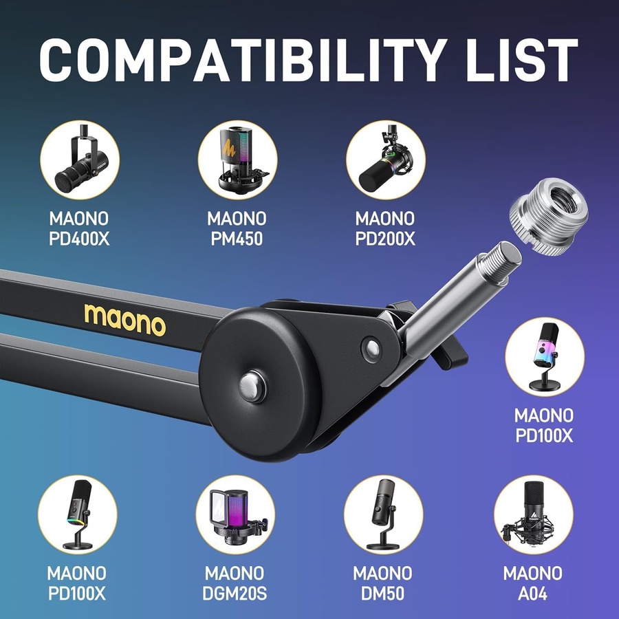 Maono BA37 Microphone Boom Arm Stand – 360° Adjustable