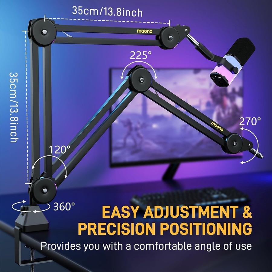 Maono BA37 Microphone Boom Arm Stand – 360° Adjustable