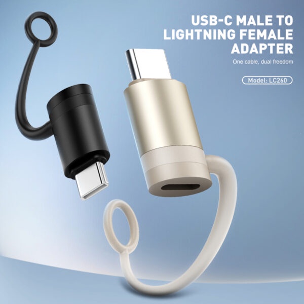 لادنيو بي دي فاست تشارجر أدبتور - تايب - سي ميل - تو - لايتينج فيميل -65وات- LDNIO PD Fast Charging Adapter - (Type - C Male TO Lightning Female) (65W) - LC260