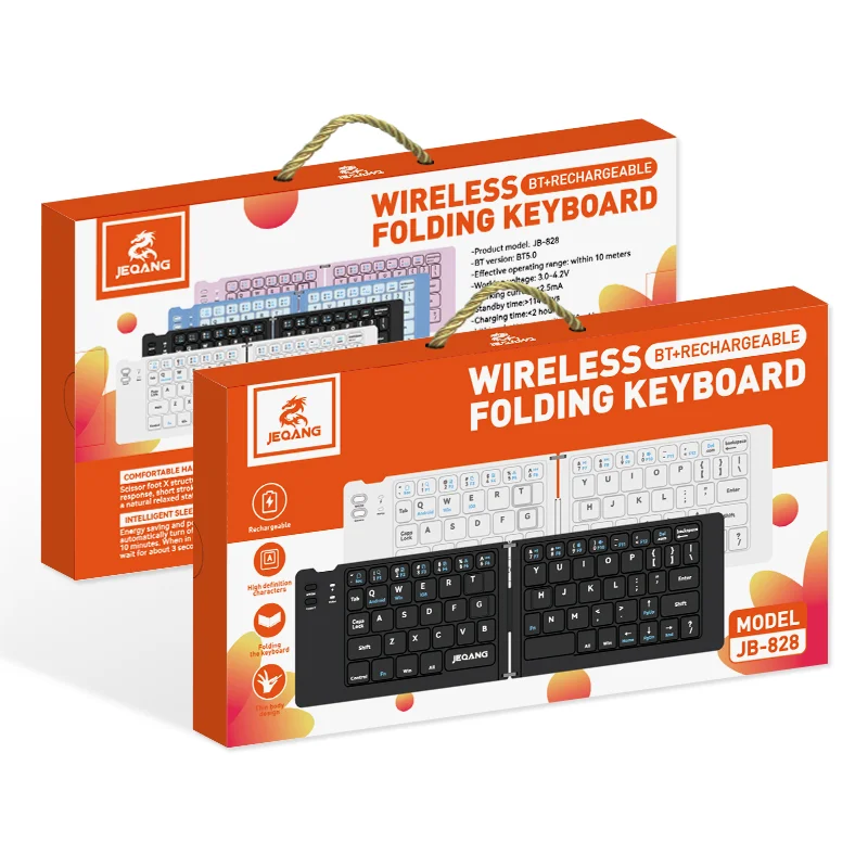 JEQANG JB-828 Foldable Keyboard Wireless Bluetooth Rechargeable Keyboard Compatible with iOS Android Windows