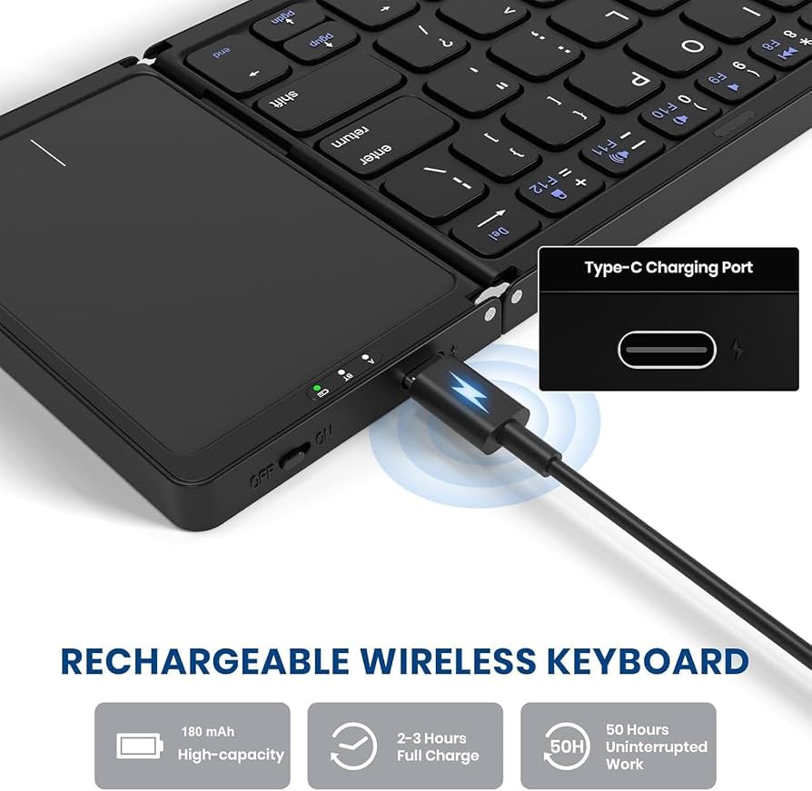 JEQANG JB-830 Keyboard Foldable Wireless Built-in Touchpad Type-C