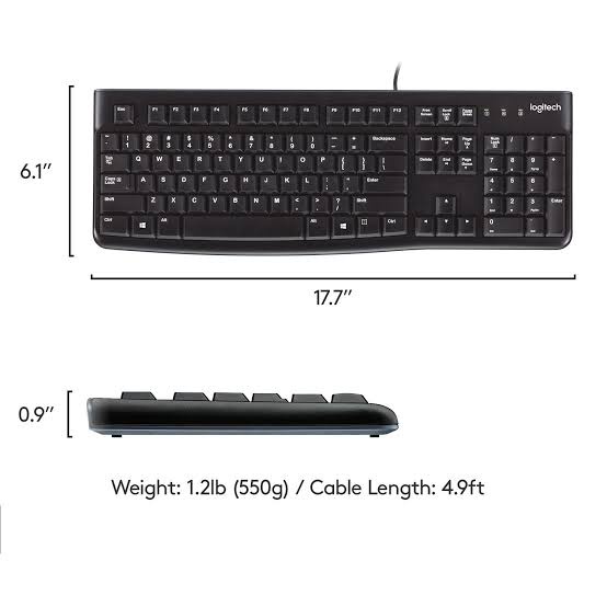Logitech Keyboard Wired USB, QWERTY K120