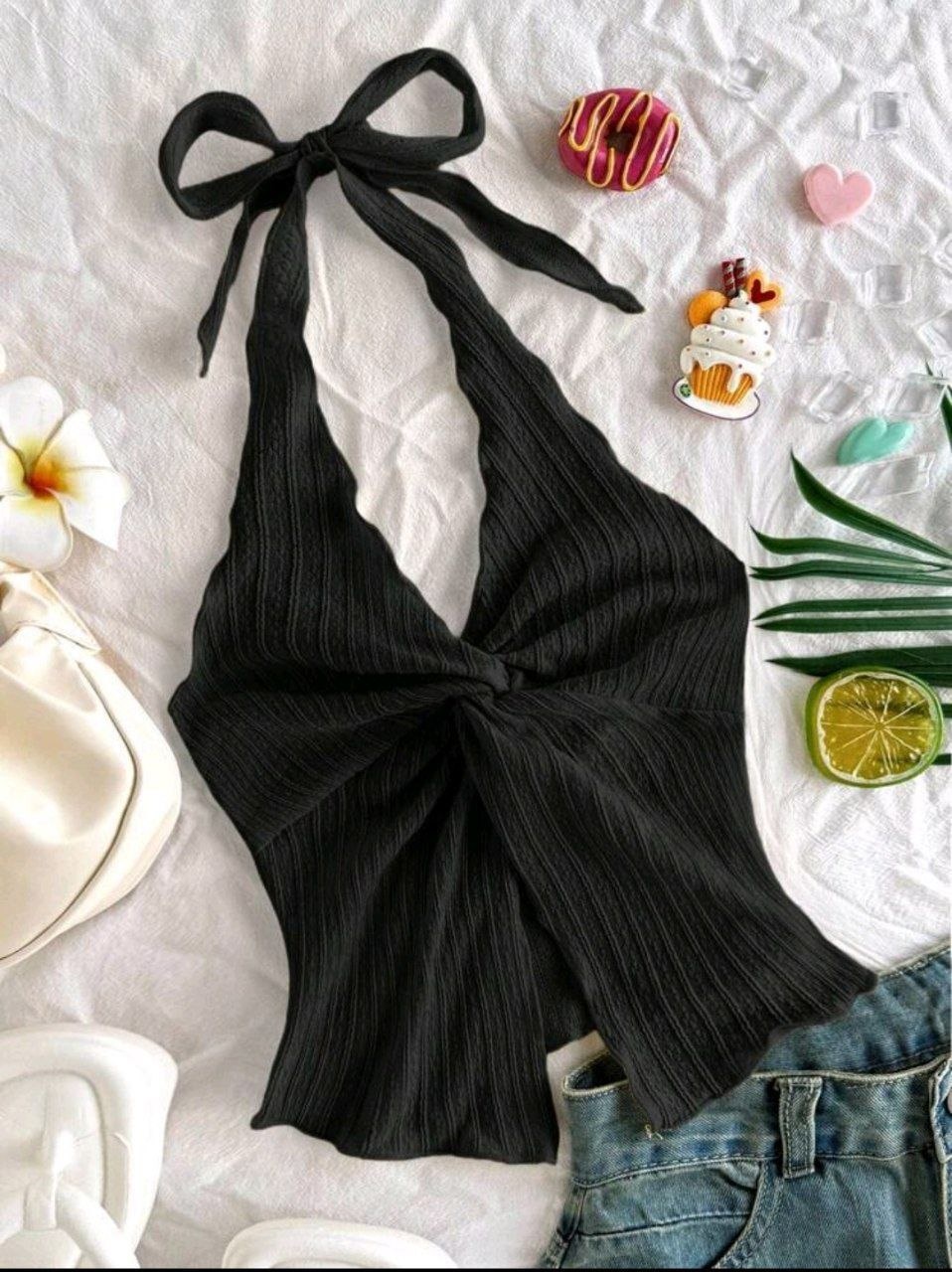 Tween Girl Casual Minimalist Comfortable Halter Neck Sleeveless Asymmetrical Hem Tank Top Tween Girl