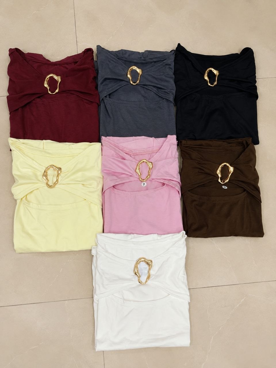 Women's Asymmetric Neck Short Sleeve Fitted Blouse Front Neck Hollow Out Metal Ring Decor, Minimalist & Elegant For Daily Wear, Spring/Summer