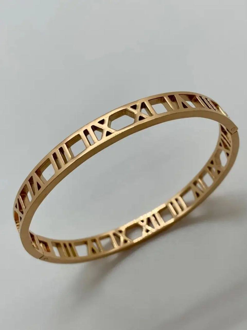Roman Numeral Gold Bangle