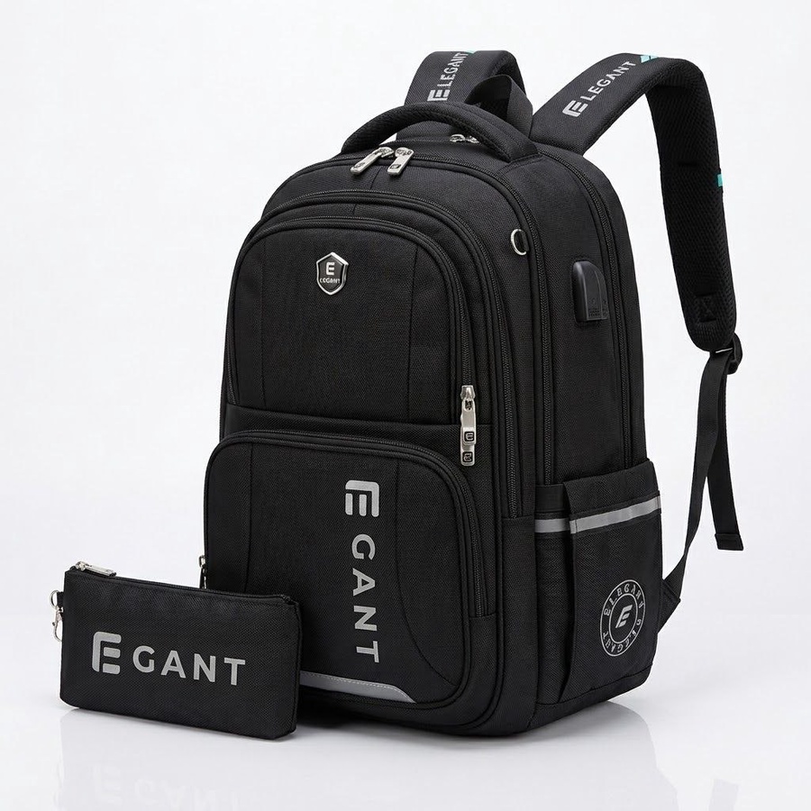  شنطة ظهر (Unisex) ماركة Elegant المستوردة مزودة بوصلة USB - ووتر بروف + مقلمة هدية | Demand & Beyond