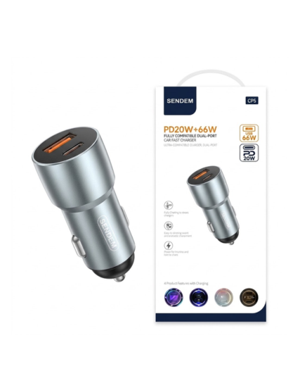 SENDEM D15 Fast Car Charger - PD 20W & USB 66W