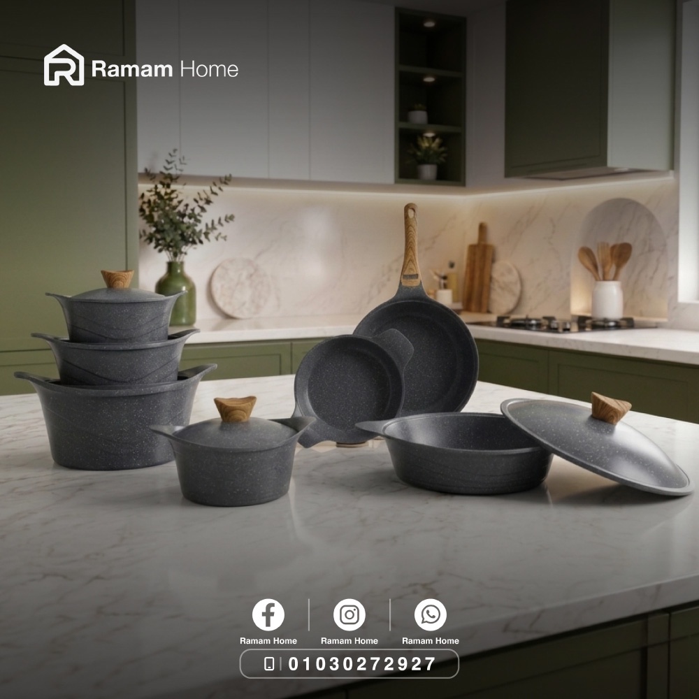 طقم حلل جرانيت تيتانيوم تركي سكاي كاست 14 قطعة بضمان عامين - Sky Cast Titanium