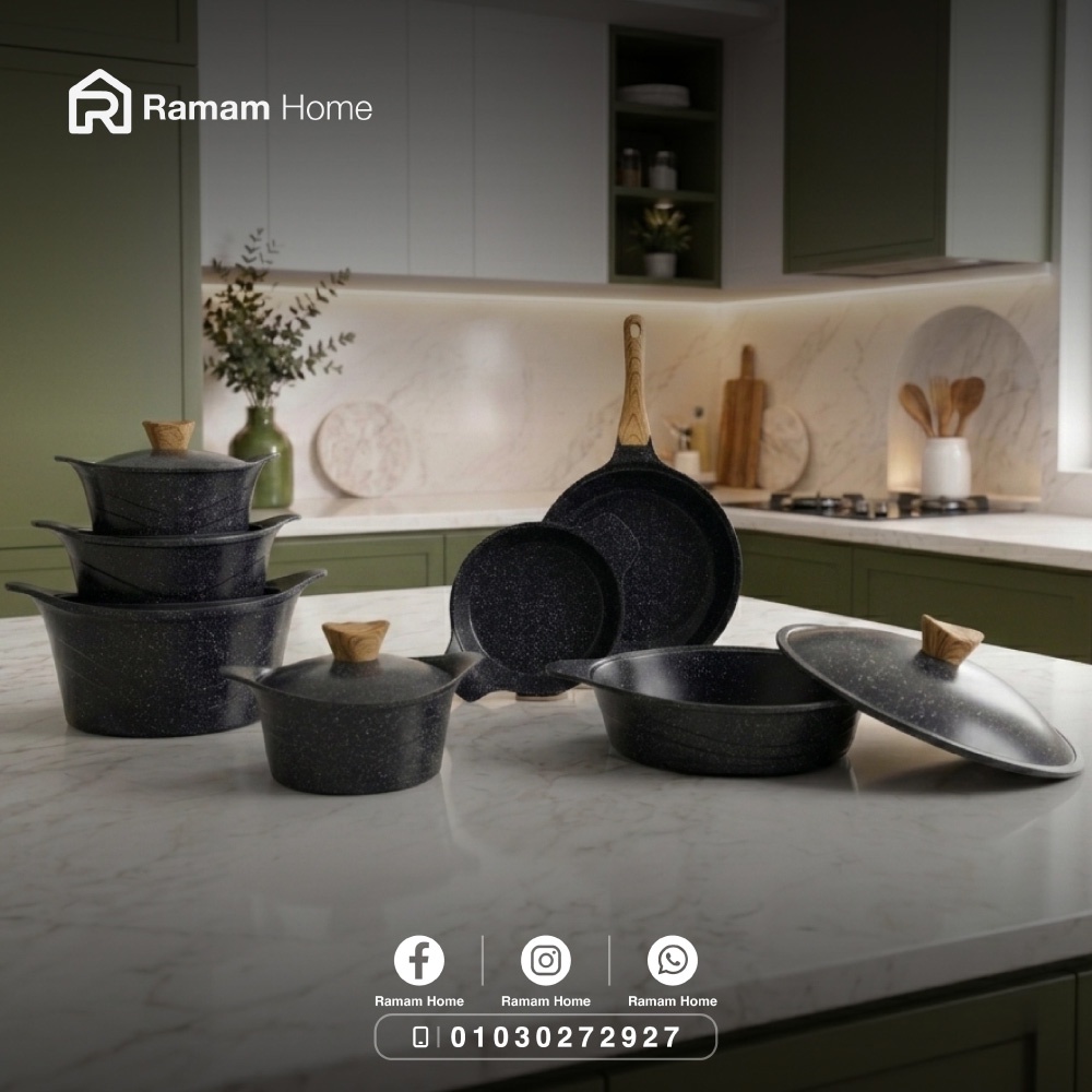 طقم حلل جرانيت تيتانيوم تركي سكاي كاست 14 قطعة بضمان عامين - Sky Cast Titanium