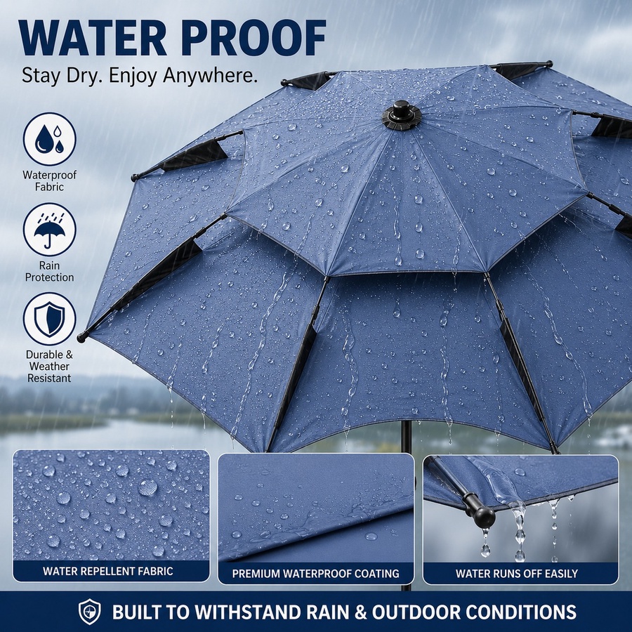 مظلة شاطئ كبيرة قابلة للإمالة – للتخييم والصيد والحماية من الشمس -Large Tilting Beach Umbrella – for Camping, Fishing & Sun Protection