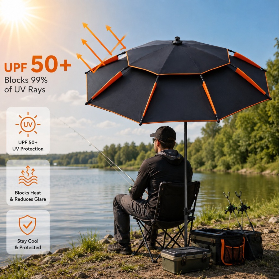 مظلة شاطئ كبيرة قابلة للإمالة – للتخييم والصيد والحماية من الشمس -Large Tilting Beach Umbrella – for Camping, Fishing & Sun Protection