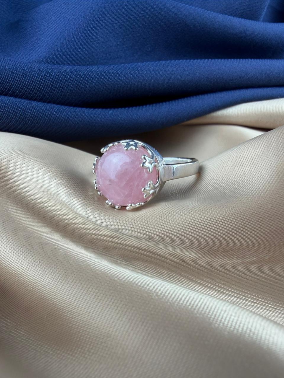  Rose Quartz 925 Silver Ring