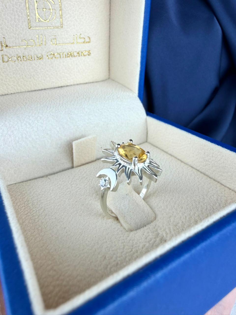 Citrine 925 Silver Ring - IGI certified - Sun&Moon Design 
