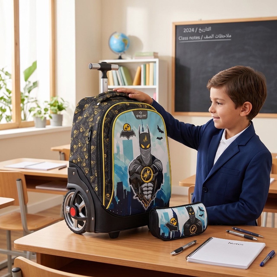 شنطة مدرسة ترولي أطفال" Golden Bag brand "موديل Hummer - مقاس 18.5 بوصة بمقلمة هدية | Demand & Beyond