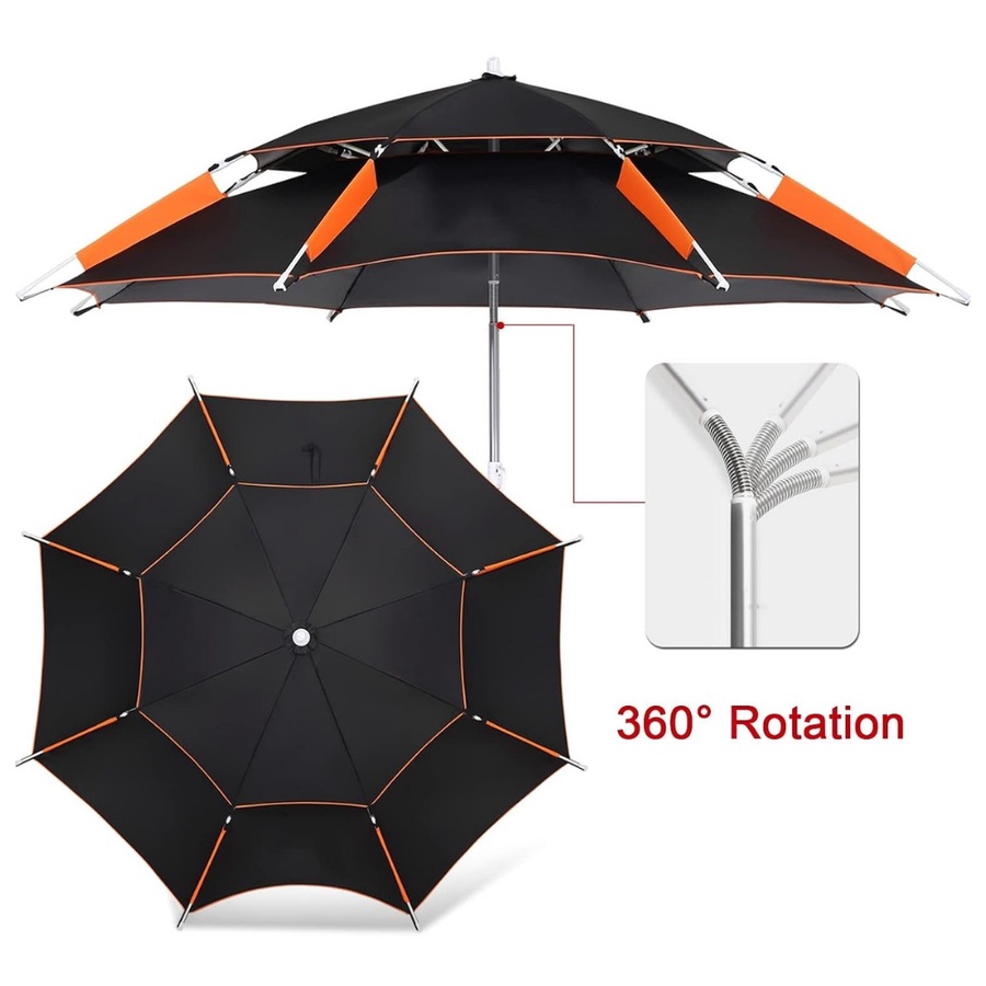 مظلة شاطئ كبيرة قابلة للإمالة – للتخييم والصيد والحماية من الشمس -Large Tilting Beach Umbrella – for Camping, Fishing & Sun Protection
