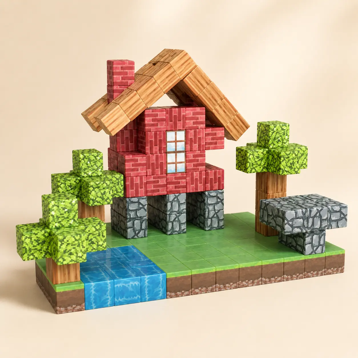 مكعبات ماين كرافت المغناطيسية - 100 قطعة | Minecraft Magnetic Block Building Set