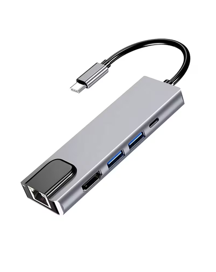 5-in-1 Type-C to HDTV Hub Adapter with 4K HDMI, 100M LAN Ethernet, Dual USB 3.0 & Type-C PD Charging