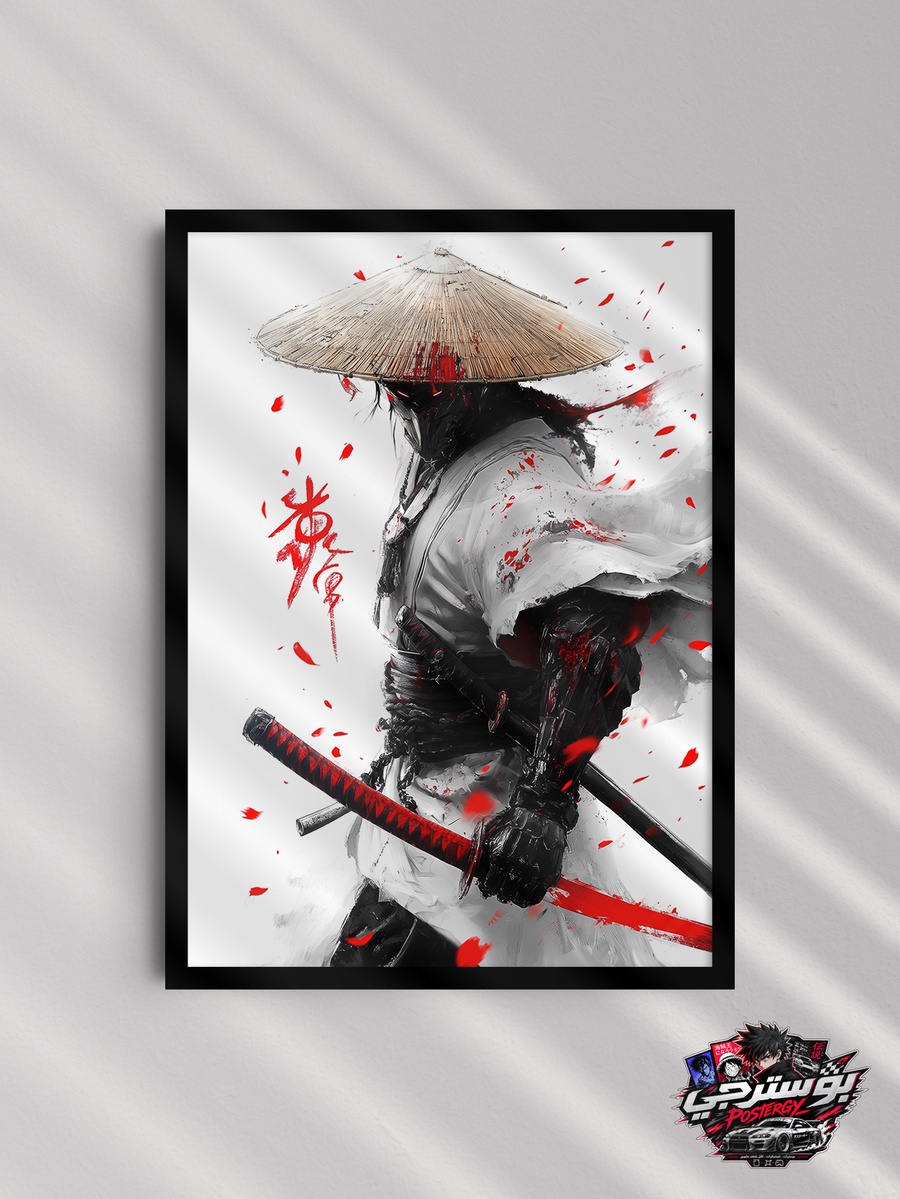بوستر ساموراي بتصميم ياباني عصري