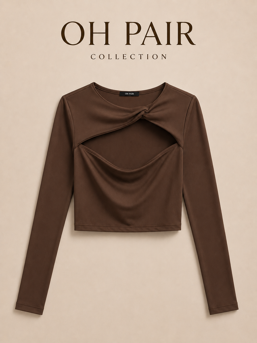 Twist Cut-Out Long Sleeve Crop Top