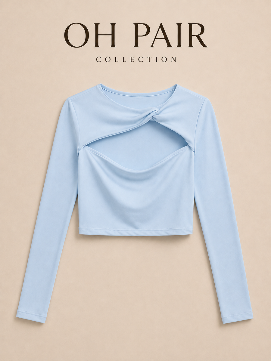 Twist Cut-Out Long Sleeve Crop Top