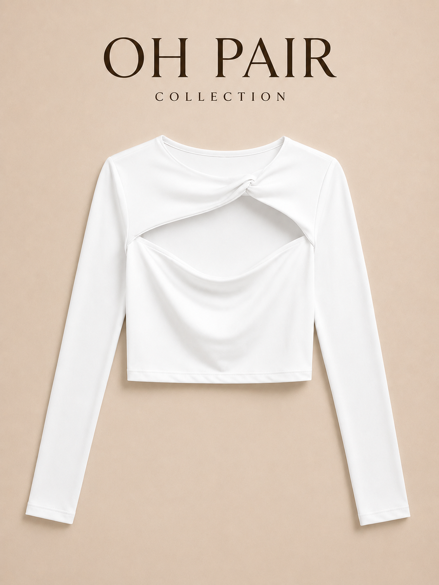 Twist Cut-Out Long Sleeve Crop Top