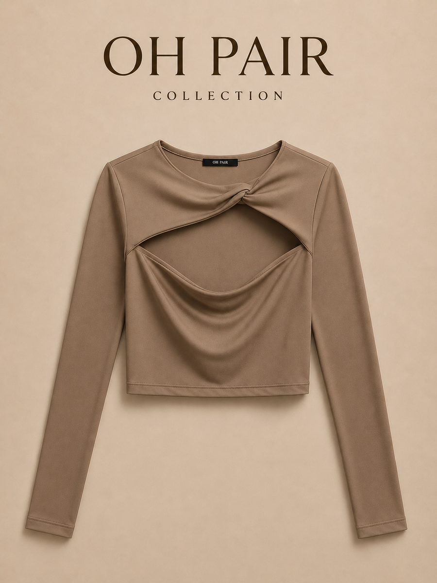Twist Cut-Out Long Sleeve Crop Top