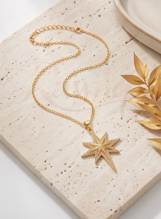  Rawnq stainless steel North Star Celestial Compass Necklace 