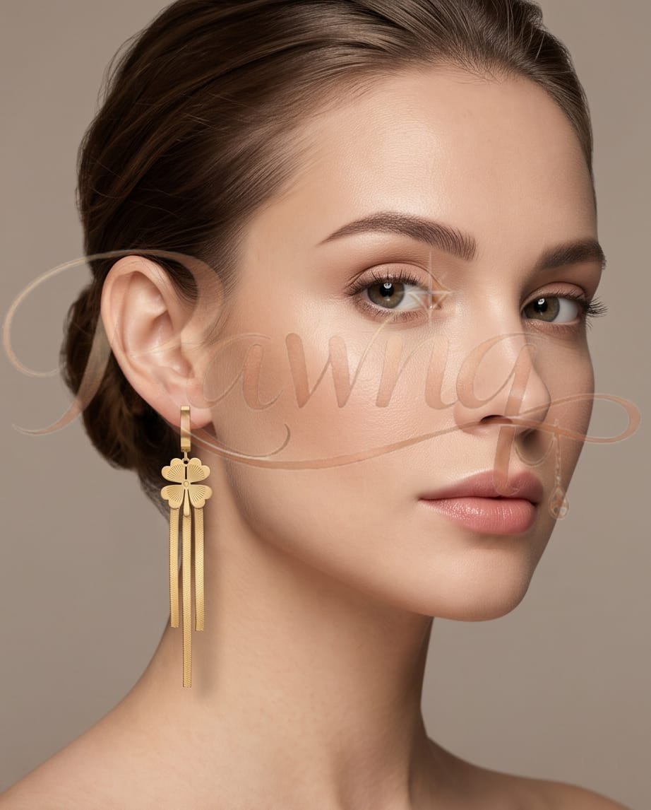 Rawnq Stainless Steel Four Leaf Clover Huggie Hoop Earrings for Women