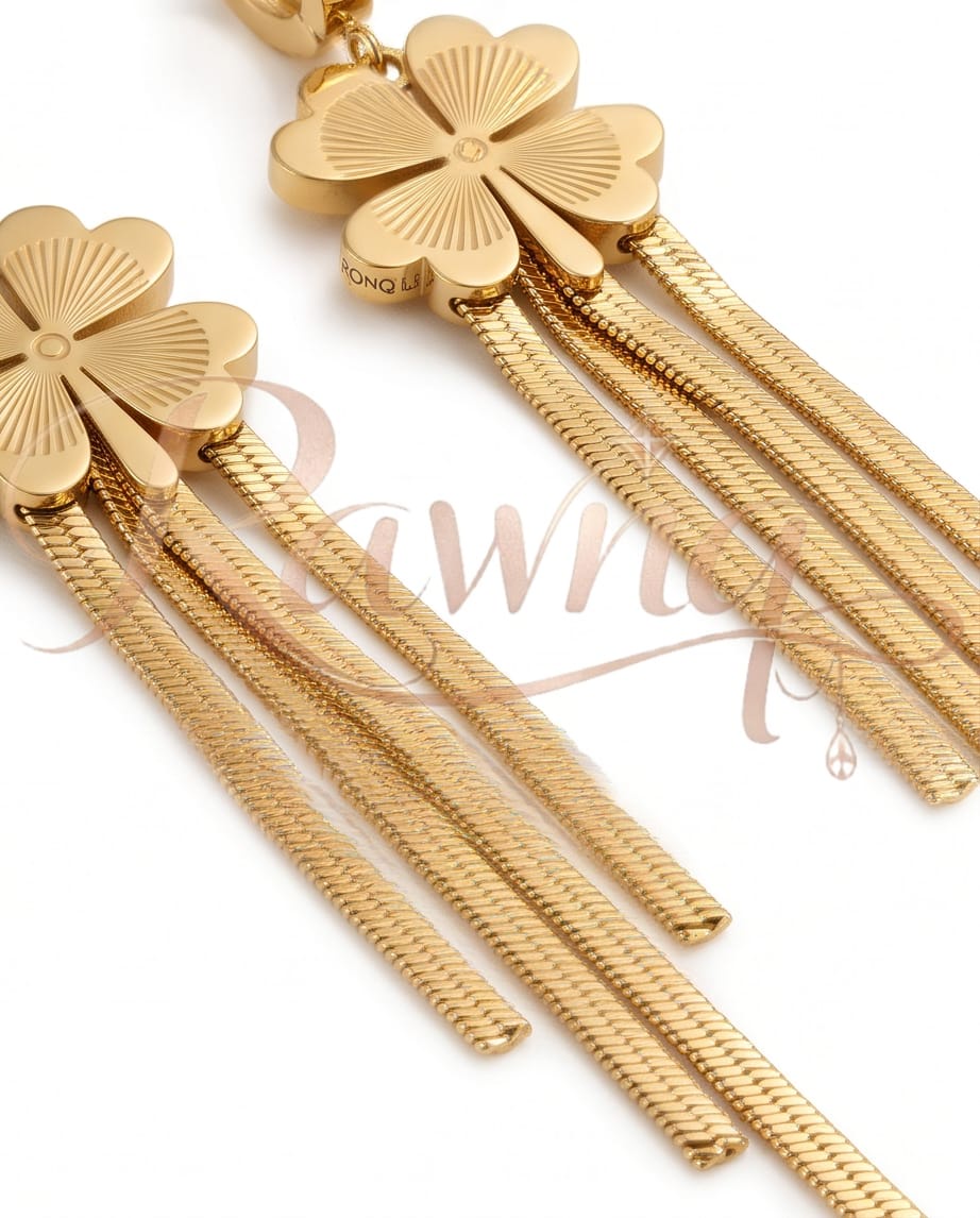 Rawnq Stainless Steel Four Leaf Clover Huggie Hoop Earrings for Women